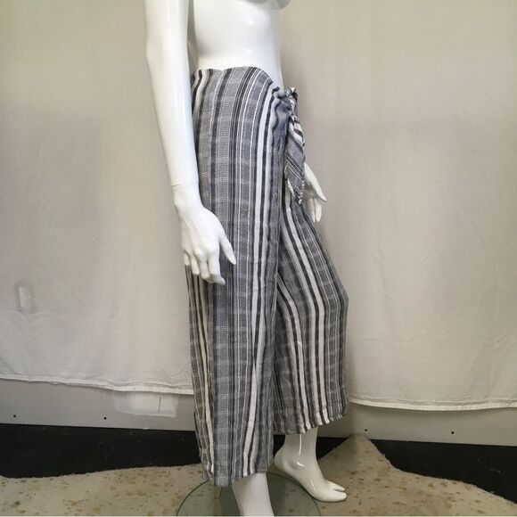 L Space Revolve Striped Wide Leg Cropped Tie Waist Lana Pant Cover Up Gray SP - Picture 6 of 14